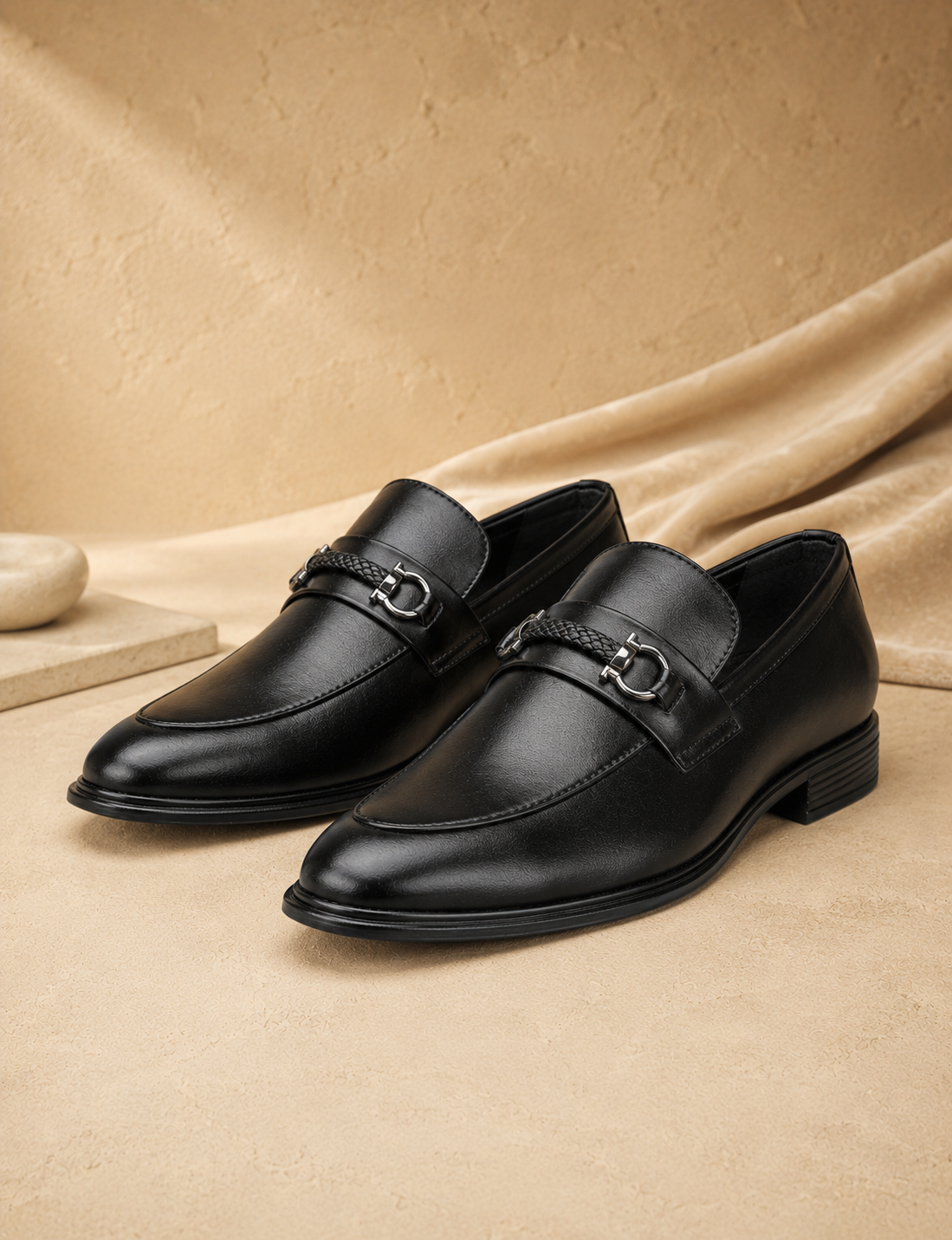 Tusker Shoes Men's Black Formal Horsebit Loafers | Premium Slip-On Dress Shoes