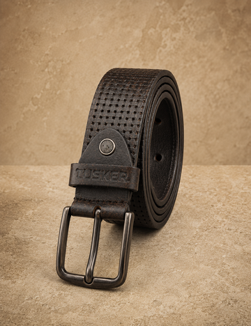 Tusker Heritage Weave Genuine Buffalo Leather Belt  Vintage Brown