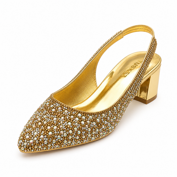 TUSKER Celestia Crystal Embellished Slingback Block Heels for Women