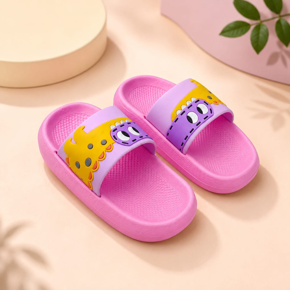 Tusker Kids Cute Cartoon EVA Comfort Slippers – Pink & Lavender