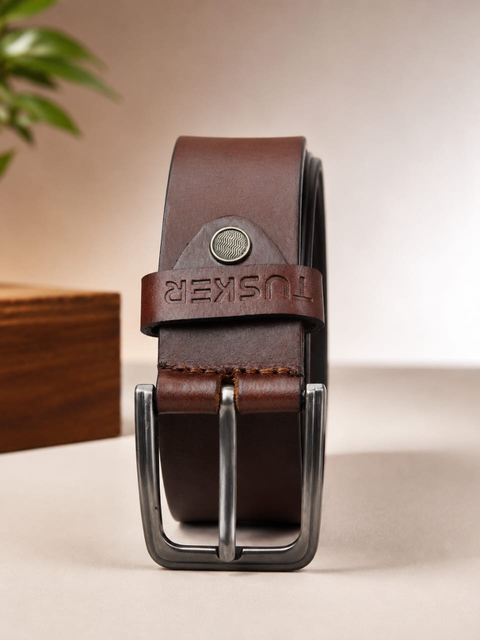 Tusker Signature Series Premium Buffalo Leather Belt Rich Plain Brown