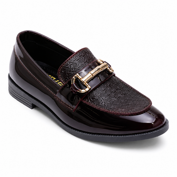Tusker Shoes Noir Kids Black Patent Faux Leather Formal Loafers