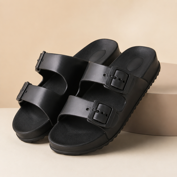 Tusker UrbanEase EVA Comfort Sandals | Buckle-Style Cushioned Slides | Waterproof – Black