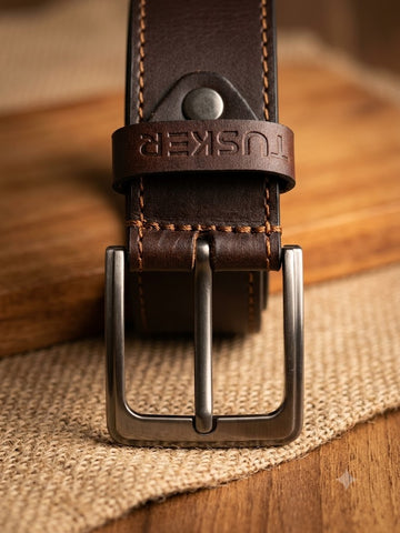 Tusker Signature Series Premium Buffalo Leather Belt Rich Plain Brown