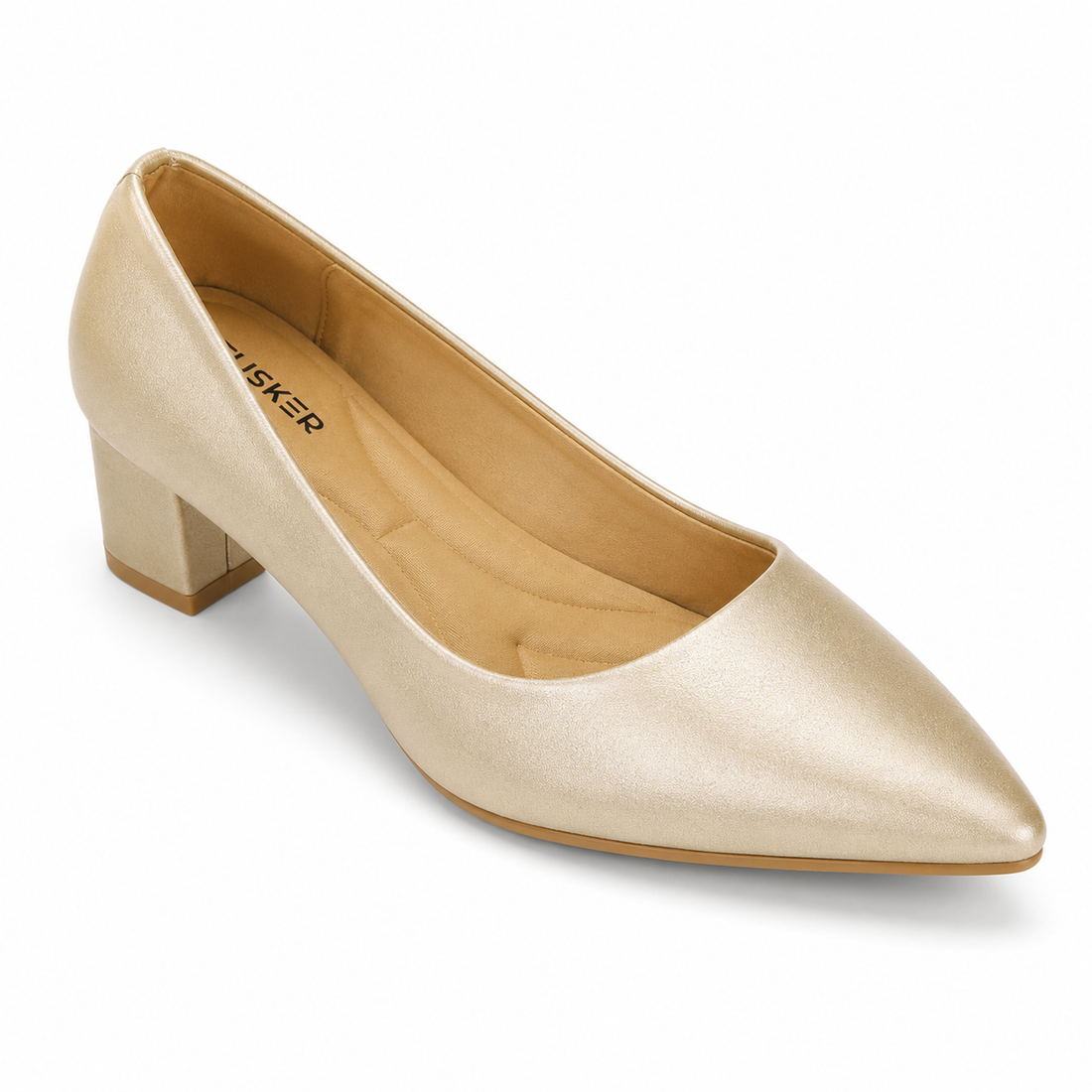 Tusker Aurelia Women's Block Heel Pumps – Champagne Gold