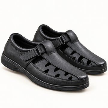 Urban Roman | Men’s Black Closed-Toe Comfort Sandals Mat Black