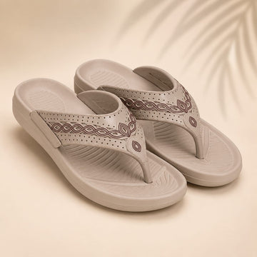 ComfortSte Women's Jewel V-Strap EVA Everyday Slippers – Beige