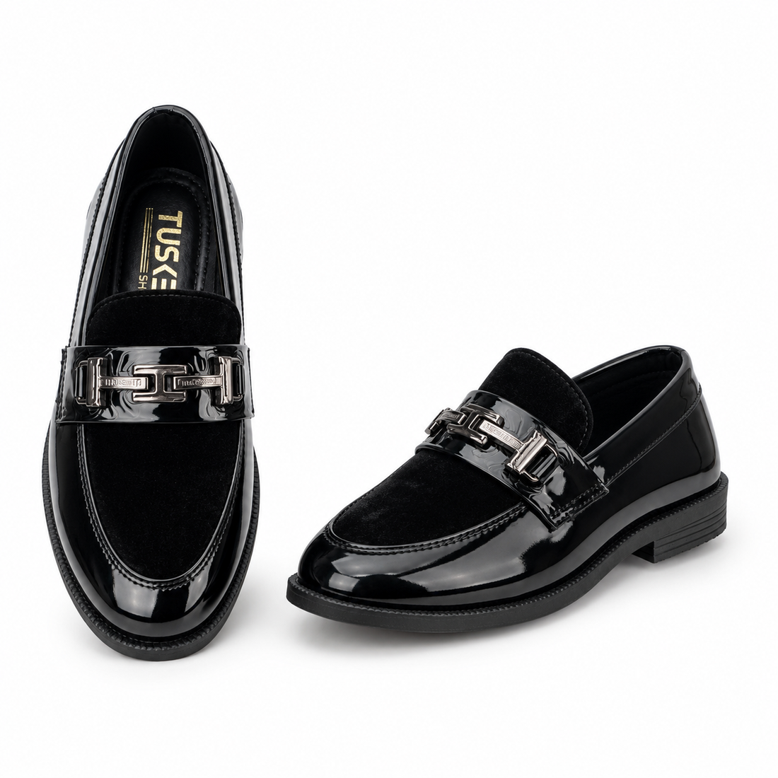 Tusker Monarch Kids Premium Patent Faux Leather Party Wear Loafers – Black