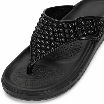 Women's Black EVA Comfort Slippers | Lightweight Soft Cushion Flip Flops for Daily Wear