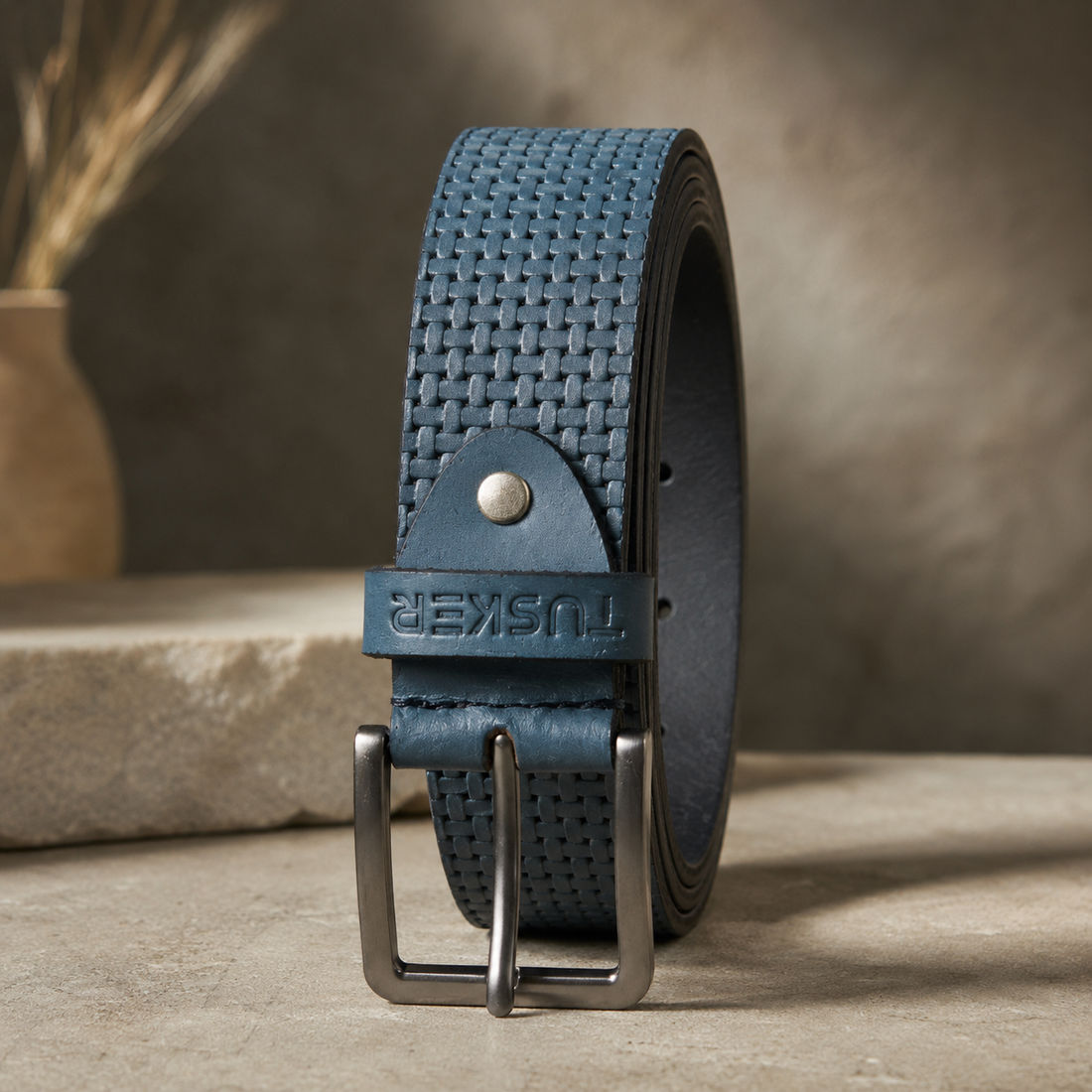 Tusker Men’s Premium Weave Casual Belt | Classic Metal Buckle Grey
