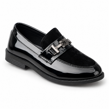 Tusker Monarch Kids Premium Patent Faux Leather Party Wear Loafers – Black