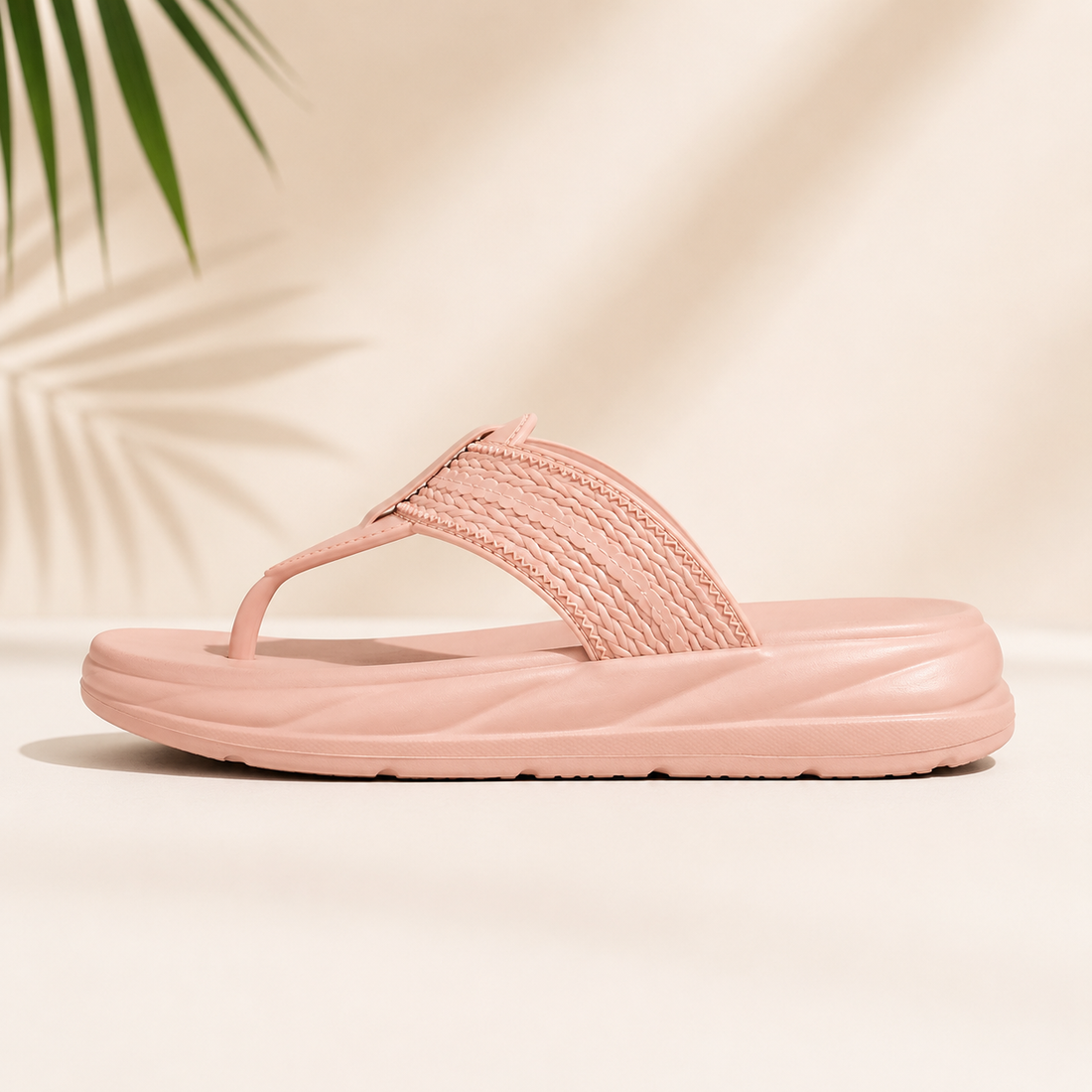 Womens CloudSoft EVA Comfort Flip Flops | Thick Cushioned Sole | Waterproof Slippers | Peach