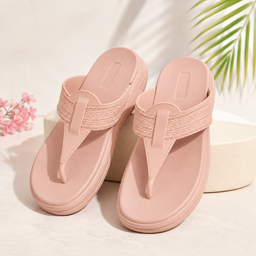 Womens CloudSoft EVA Comfort Flip Flops | Thick Cushioned Sole | Waterproof Slippers | Peach