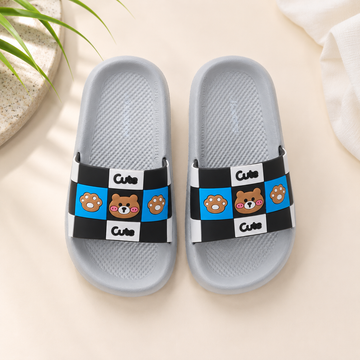 Tusker PlayStep Kids Bear EVA Slides – Ultra Soft Lightweight Waterproof Anti-Slip Slippers | Grey